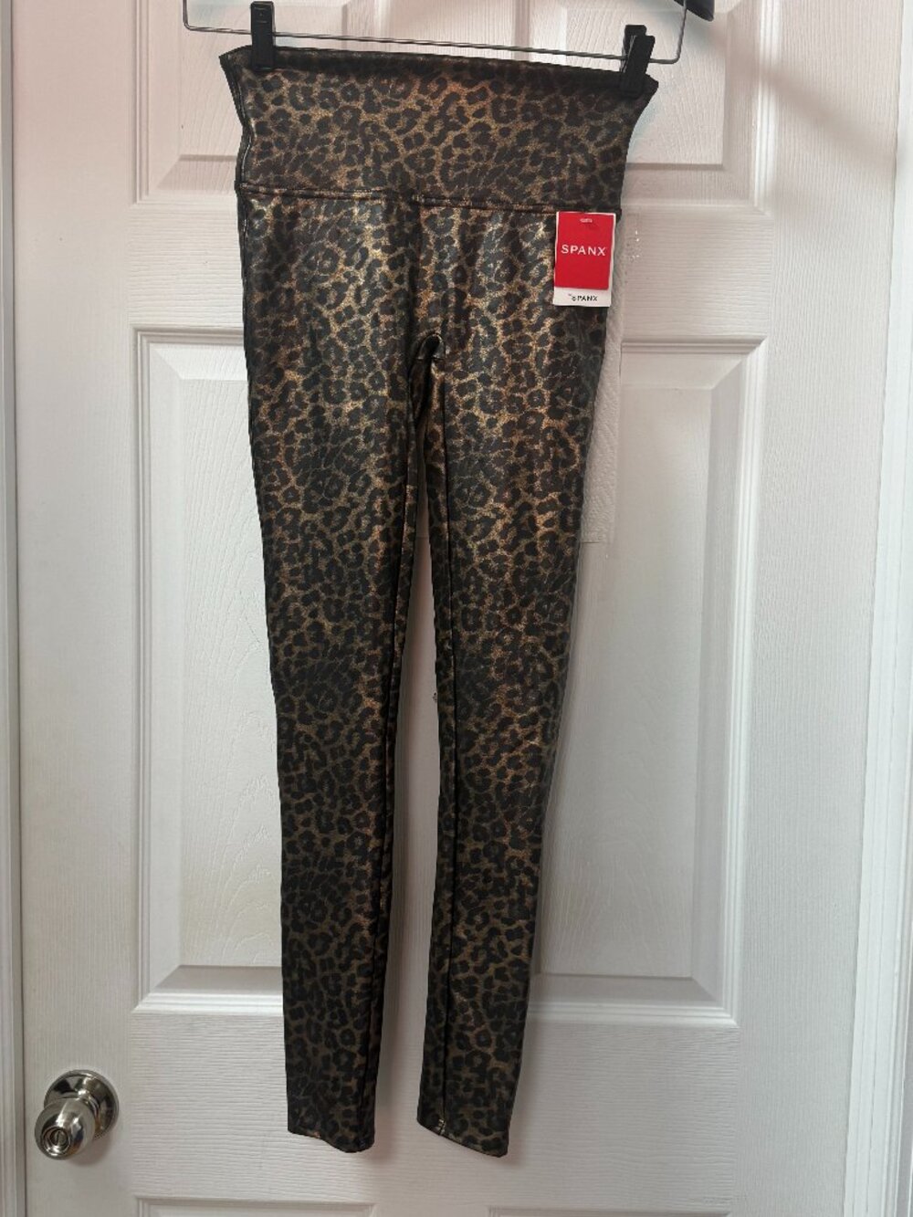Spanx faux leather leggings leopard shine NEW WITH TAGS size Medium
